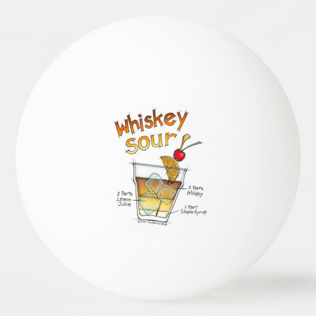 PING PONG BALLS- WHISKEY SOUR RECIPE COCKTAIL ART Ping-Pong BALL (Front)