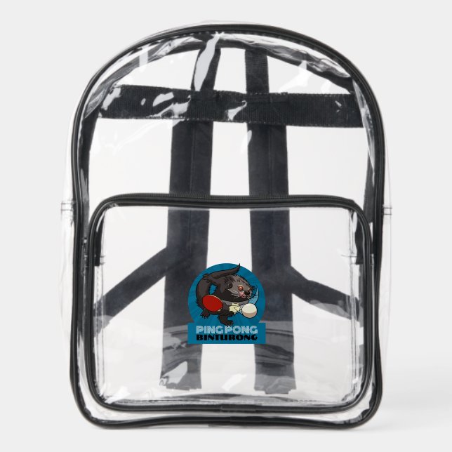 Ping Pong Binturong Table Tennis Player Bearcat Clear Backpack (Front)