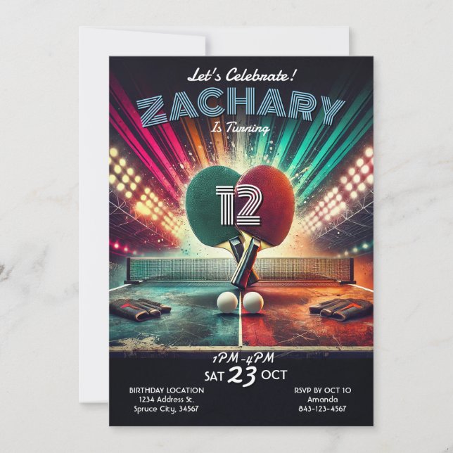 Ping Pong Birthday Invitation (Front)
