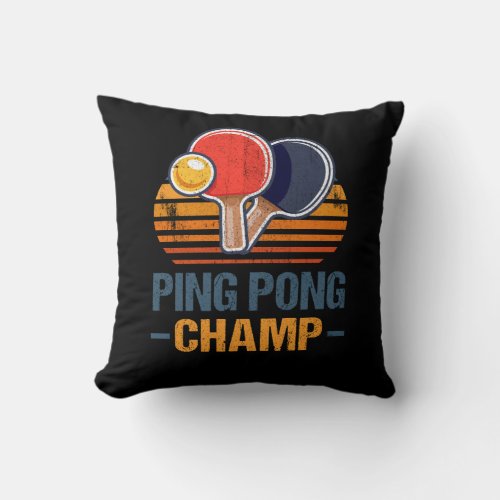 Ping Pong Champ Table Tennis Player Athlete Coach  Throw Pillow