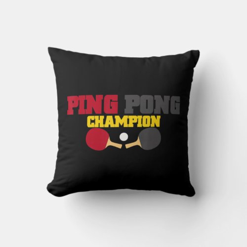 Ping Pong Champion Fun Cute Table Tennis Gift  Throw Pillow