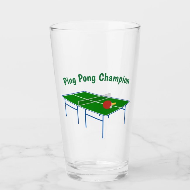 Ping Pong Champion Glass Tumbler