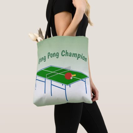 Ping Pong Champion Green Tote Bag