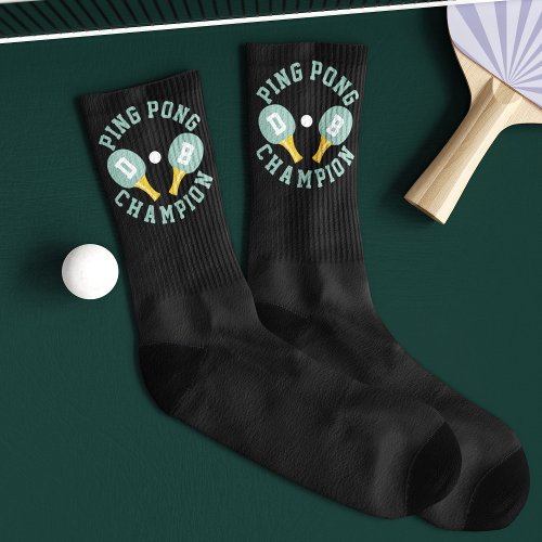 Ping Pong Champion Monogram Paddles Table Tennis Socks