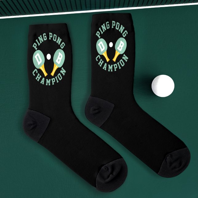 Ping Pong Champion Monogram Table Tennis Socks (Socks for the Ping Pong Champion in your life. Just add their initials)