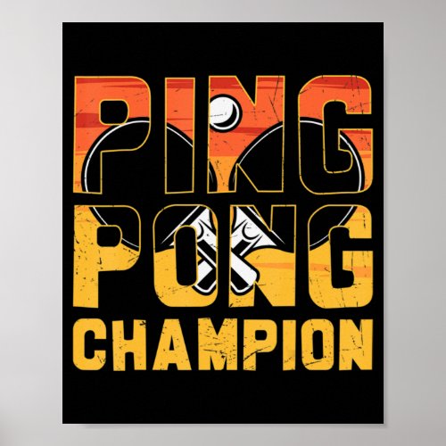 Ping Pong Champion Retro Table Tennis  Poster