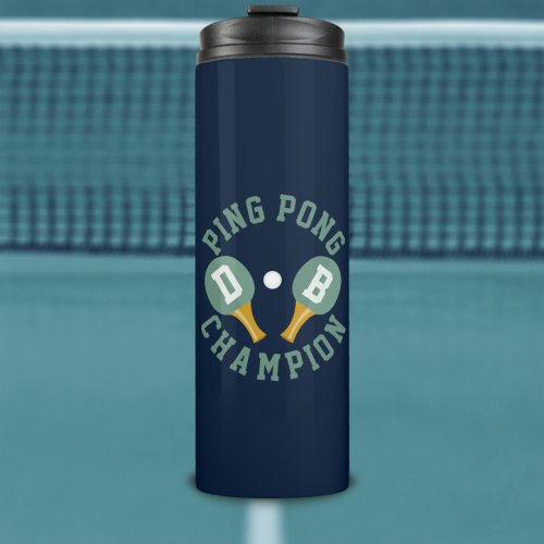 Ping Pong Champion Sports Monogram Stylish Blue Thermal Tumbler