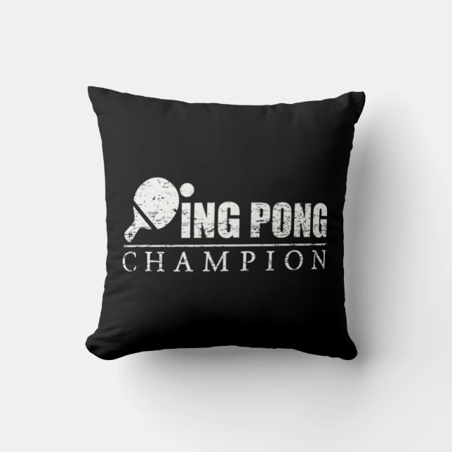Ping Pong Champion Throw Pillow (Front)