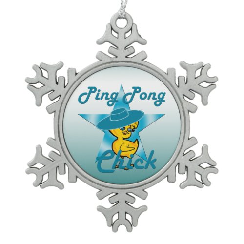Ping Pong Chick #7 Snowflake Pewter Christmas Ornament