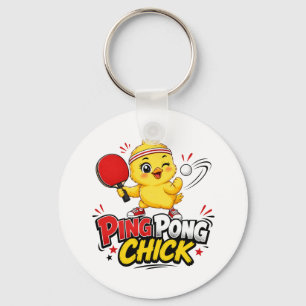 Ping Pong Chick Cute Table Tennis Design Keychain