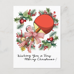 Ping Pong Christmas Holiday  Table Tennis Player Postcard
