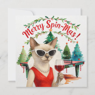 Ping Pong Christmas Themed for Siamese Cat lovers Holiday Card