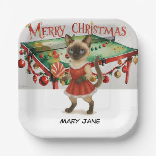 Ping Pong Christmas themed for Siamese Cat lovers Paper Plates