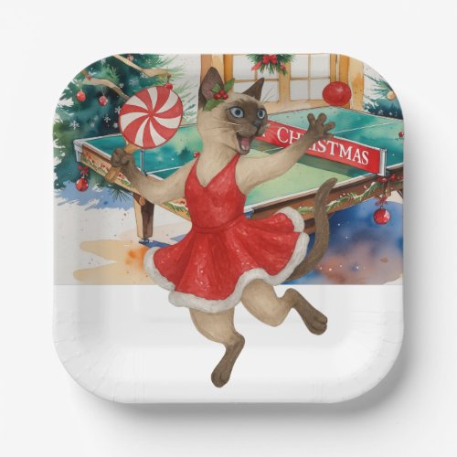 Ping Pong Christmas themed for Siamese Cat lovers Paper Plates