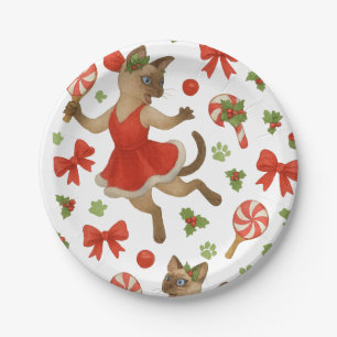 Ping Pong Christmas themed for Siamese Cat lovers Paper Plates
