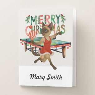 Ping Pong Christmas Themed for Siamese cat lovers Pocket Folder