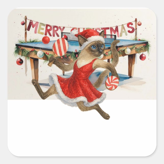 Ping Pong Christmas themed for Siamese Cat Lovers Square Sticker (Front)