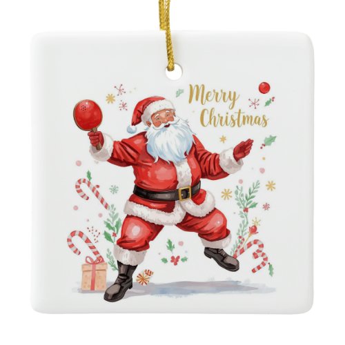 Ping Pong Christmas themed with Santa Claus Ceramic Ornament
