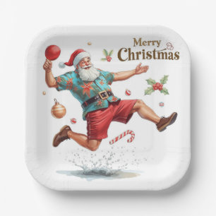 Ping pong Christmas with Santa Claus Paper Plates