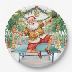 Ping pong Christmas with Santa Claus Paper Plates