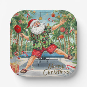 Ping pong Christmas with Santa Claus Paper Plates