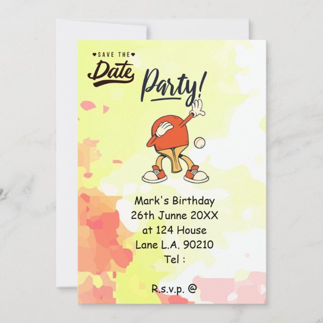 Ping Pong dabbing Table Tennis  party  funny     Invitation (Front)