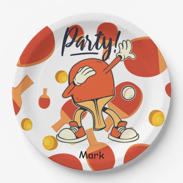 Ping Pong dabbing Table Tennis  party  funny   Paper Plates (Front)