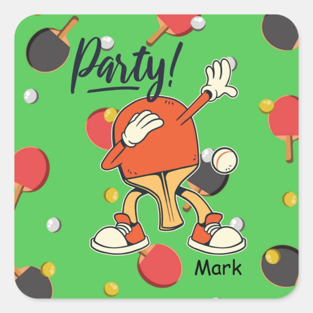 Ping Pong dabbing Table Tennis  party  funny    Square Sticker (Front)
