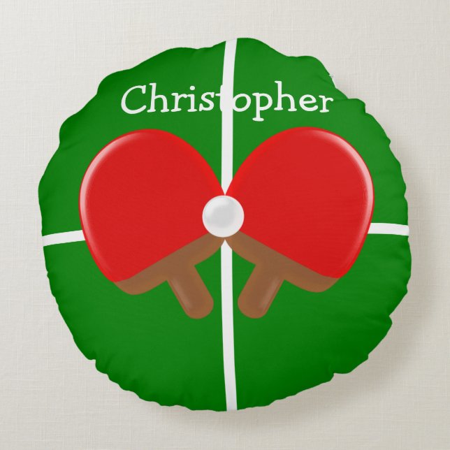 Ping Pong Design Round Pillow (Back)