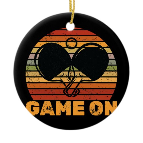 Ping Pong Game On Table Tennis Varsity Player  Ceramic Ornament