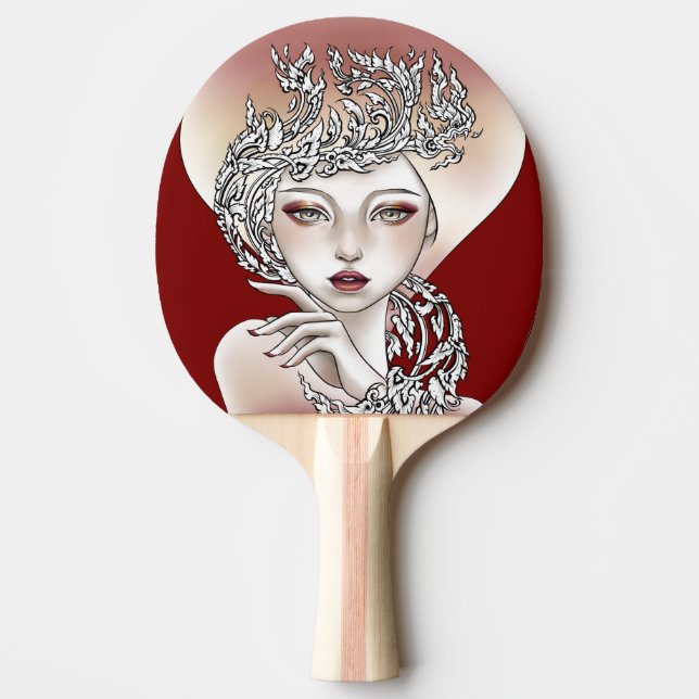 Ping-pong goddess of the red light ping pong paddle (Front)