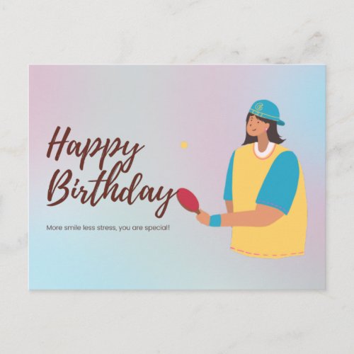 Ping Pong Happy Birthday Table Tennis Player  Postcard