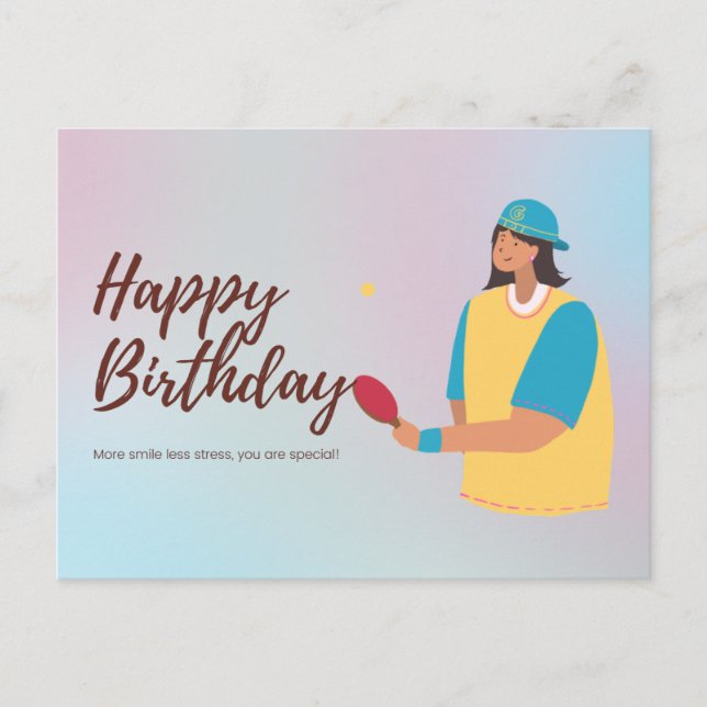 Ping Pong Happy Birthday Table Tennis Player  Postcard (Front)