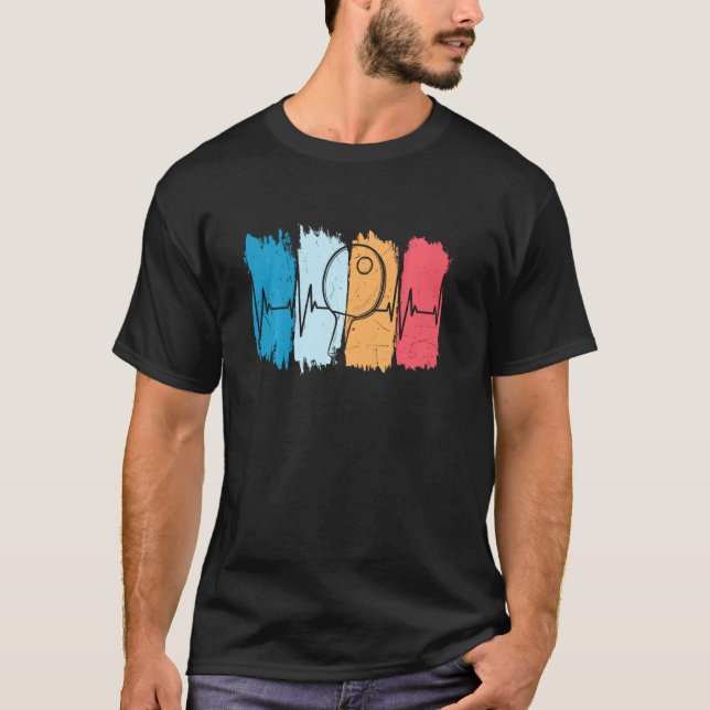 Ping Pong Heartbeat Funny Table Tennis Player Retr T-Shirt (Front)