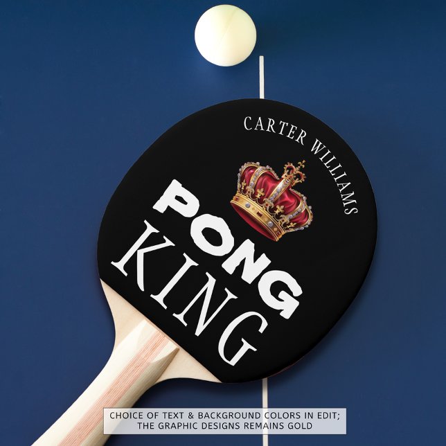 Ping Pong King Crown Personalized Black or Custom Paddle (Creator Uploaded)