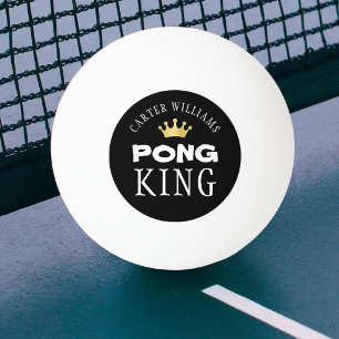 PING PONG KING Gold Crown Personalized Black Ball