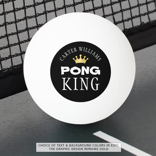 PING PONG KING Gold Crown Personalized Black Ping Pong Ball (Creator Uploaded)