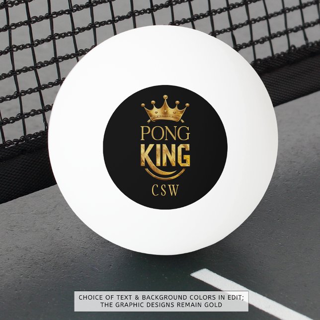 Ping Pong King Gold Crown Personalized Ping Pong Ball (Creator Uploaded)