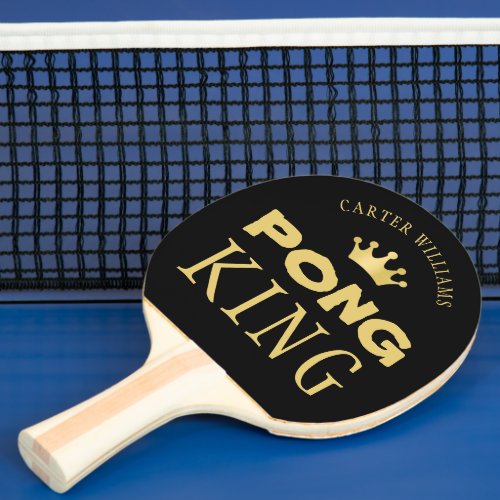 PING PONG KING Personalized Editable Black Gold Ping Pong Paddle