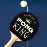 PING PONG KING Personalized Editable Black Ping Pong Paddle<br><div class="desc">Crown the master of ping pong with a personalized PONG KING paddle with your choice of background color. COLOR CHANGE:  Change the background by clicking on the CUSTOMIZE FURTHER tab. Contact the designer via Zazzle Chat or makeitaboutyoustore@gmail.com if you'd like this design modified.</div>