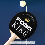 PING PONG KING Personalized Editable Black Ping Pong Paddle<br><div class="desc">Crown the master of ping pong with a personalized PONG KING paddle with your choice of background color. COLOR CHANGE:  Change the background in EDIT. ASSISTANCE:  Contact the designer via Zazzle Chat or makeitaboutyoustore@gmail.com if you'd like this design modified.</div>
