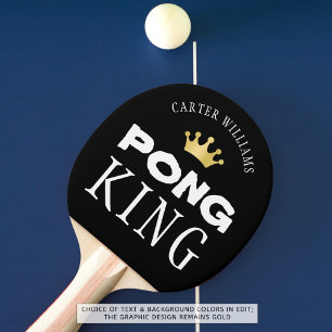 PING PONG KING Personalized Editable Black Ping Pong Paddle