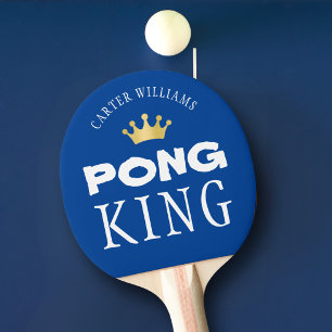 PING PONG KING Personalized Editable Blue Paddle