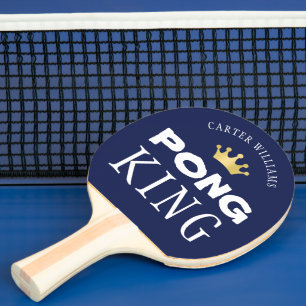 PING PONG KING Personalized Editable Navy Blue Paddle