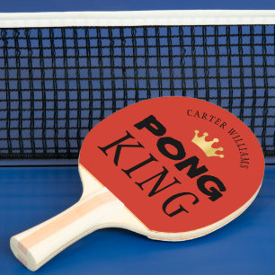 PING PONG KING Personalized Red Orange Paddle