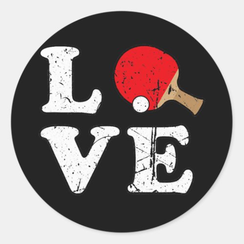 Ping Pong Love Table Tennis Vintage  Classic Round Sticker