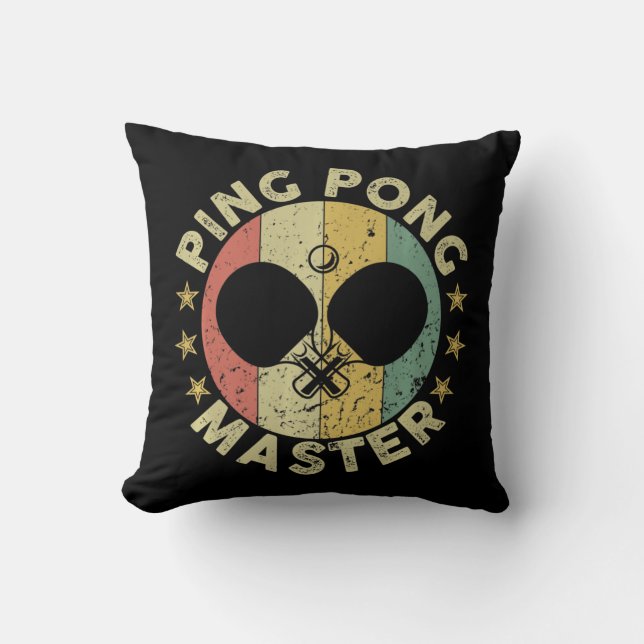 Ping Pong Master Champion Table Tennis Coach Paddl Throw Pillow (Front)