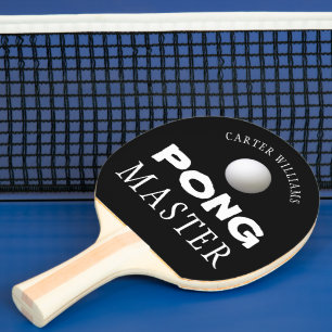 PING PONG MASTER Personalized Editable Black Paddle