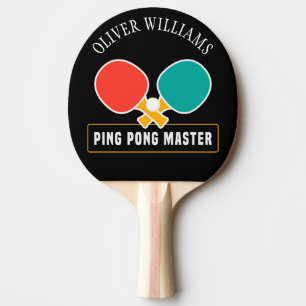 PING PONG MASTER Personalized Editable Black Paddle