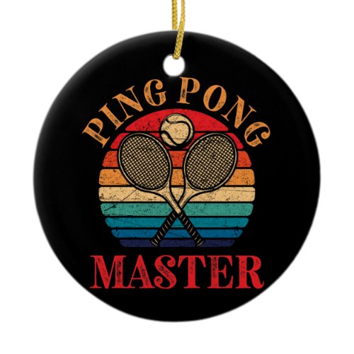 Ping Pong Master Table Tennis Paddle Ceramic Ornament